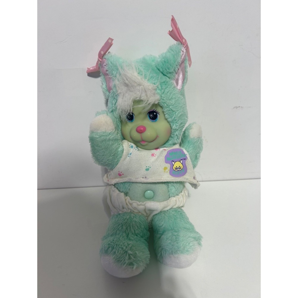 Vintage Mattel Magic Nursery Kitty Pets Mint Green Plush Rubber Face 1990